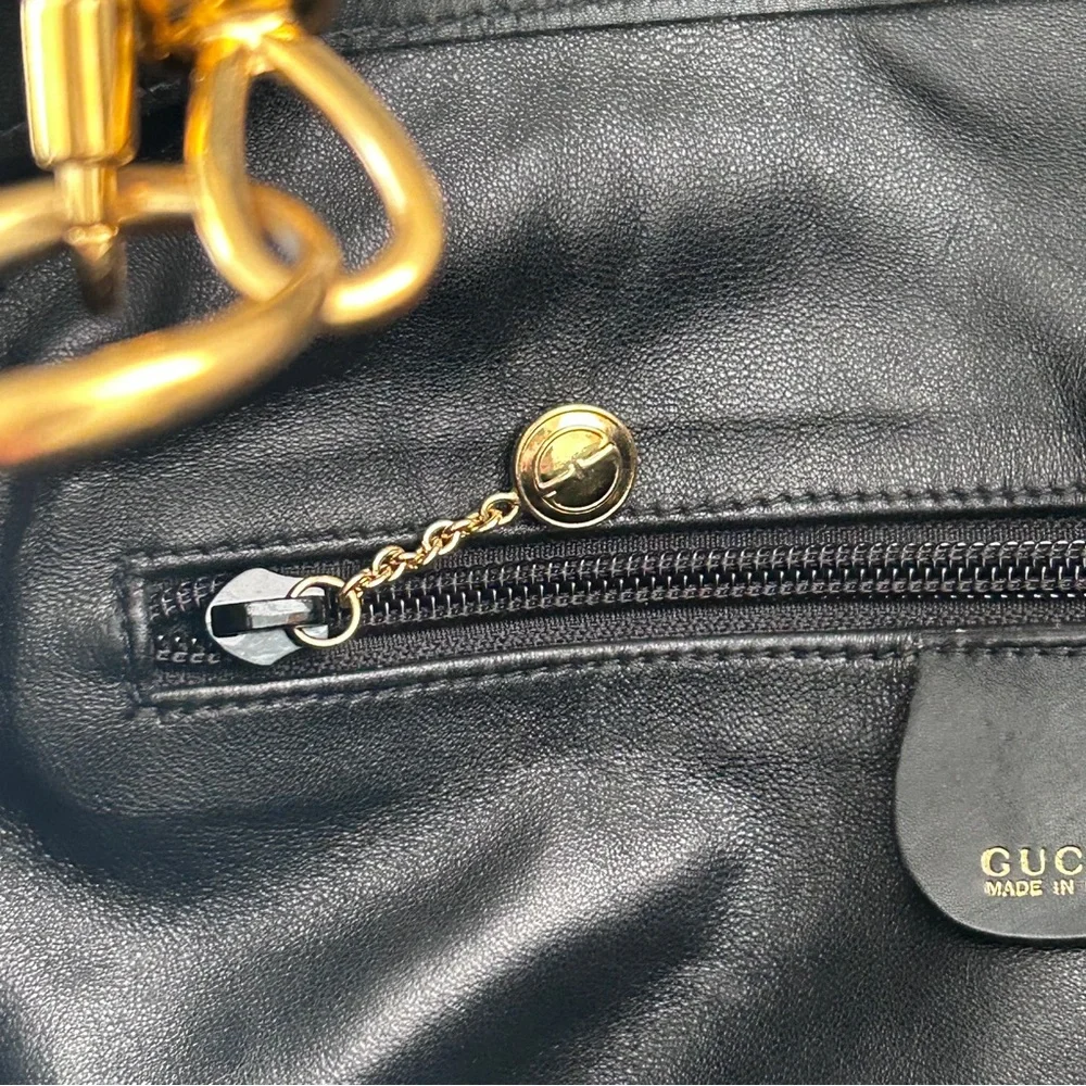 GUCCI Leather 2-Way Hobo Bag, Bamboo Handle & Shoulder Strap, Tom Ford Era